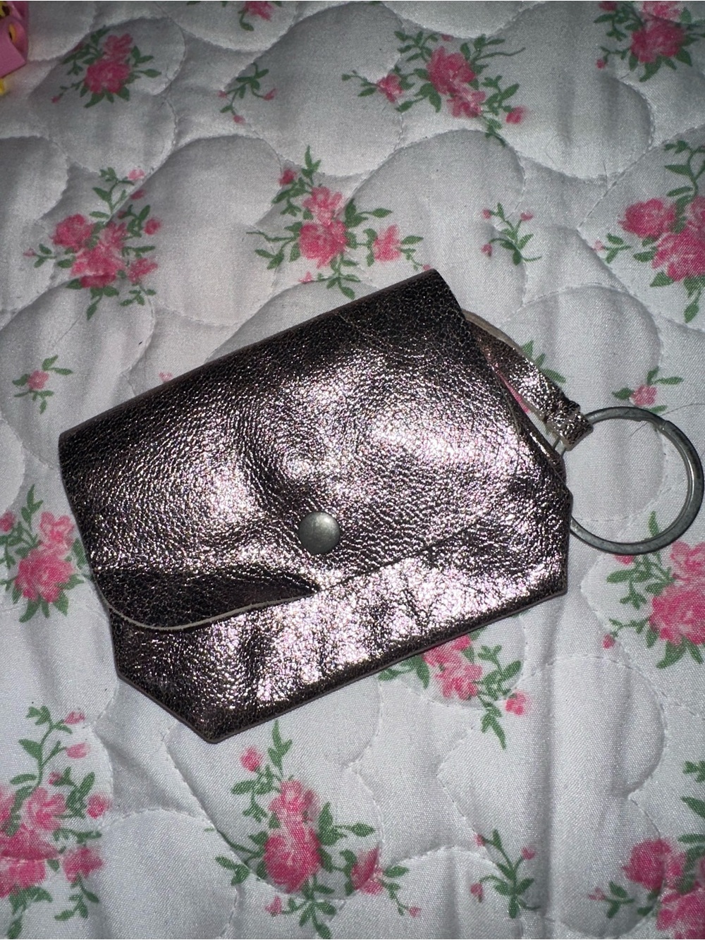 Free People Metallic Rose Gold Key & Card Holder